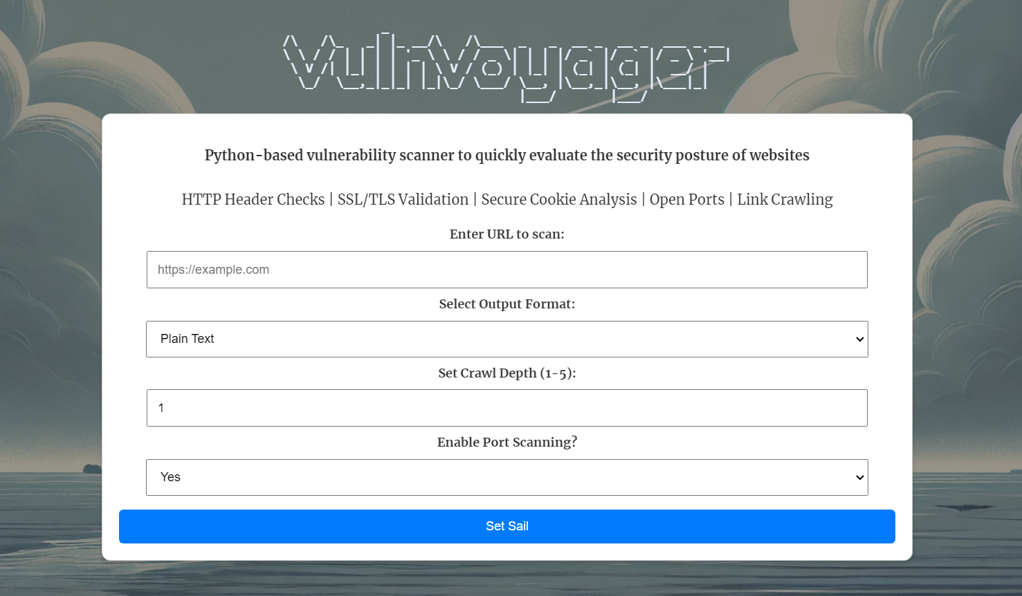 VulnVoyager Web Page
